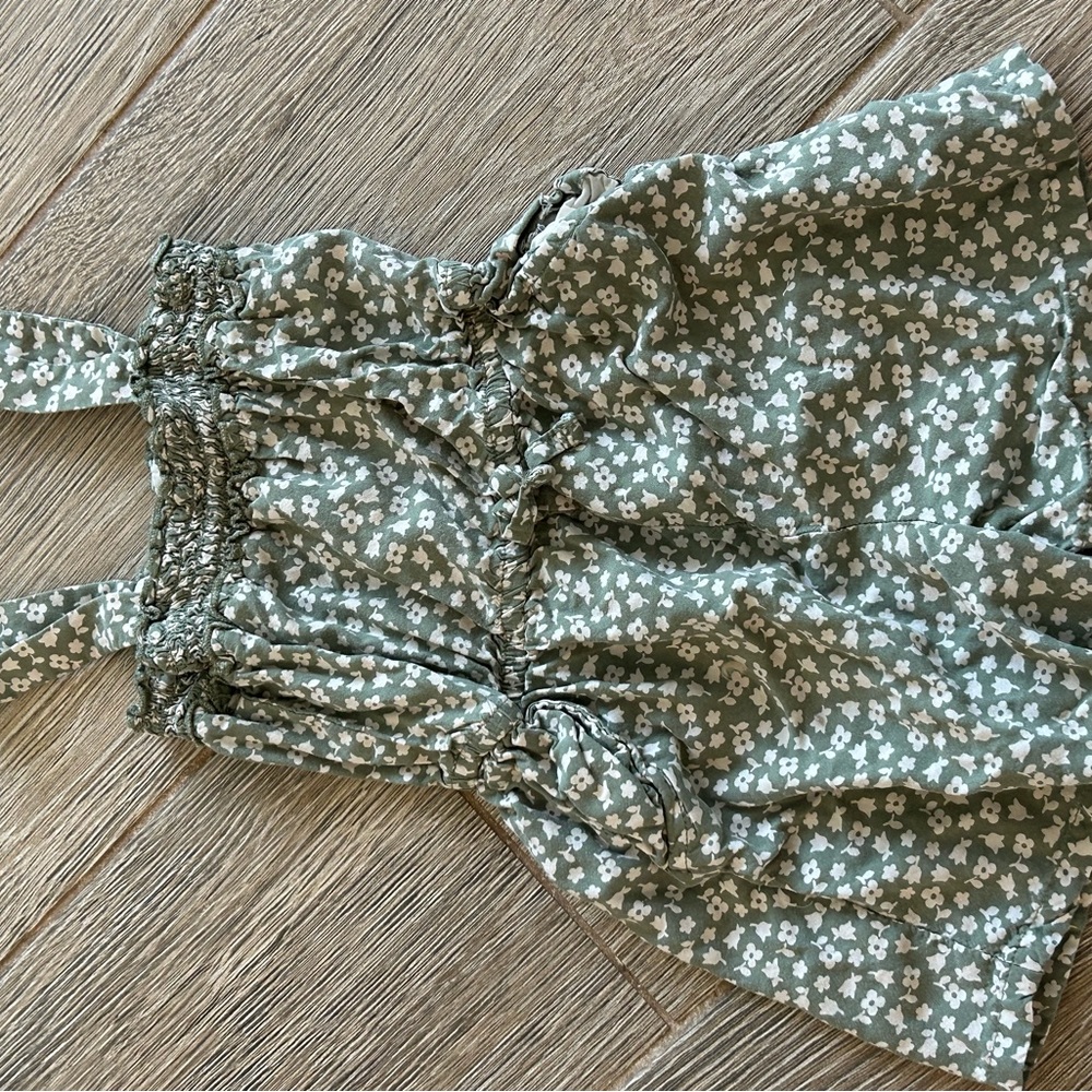 Cat & Jack Olive Green Floral One-Piece Bodysuit